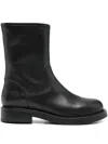Julie Dee Low Heels Ankle Boots In Black Leather In Black