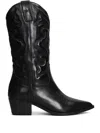 Julie Dee Texan Boots In Black Leather In Black