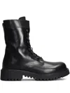 Julie Dee Leather Combat Boots In Black
