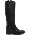 Julie Dee Leather Zip-detail Boots In Black