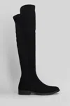 Julie Dee Low Heels Boots In Black Suede In Animal Print