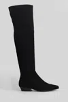 Julie Dee Low Heels Boots In Black Suede In Black