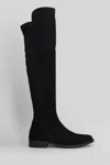 Julie Dee Low Heels Boots In Black Suede In Multi