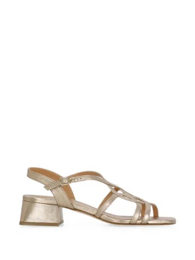 Julie Dee Metallic Cage Sandals In Gold