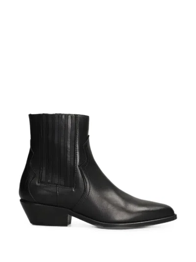Julie Dee Panelled Leather Boots In Yellow