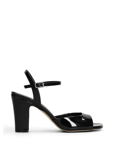 Julie Dee Patent-finish Ankle-strap Sandals In Black