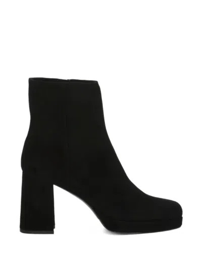 Julie Dee Platform Suede Ankle Boots In Black
