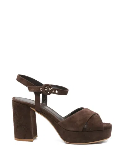 Julie Dee Platform-heel Sandals In Brown