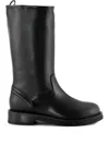 Julie Dee Pull-tab Leather Knee-high Boots In Black