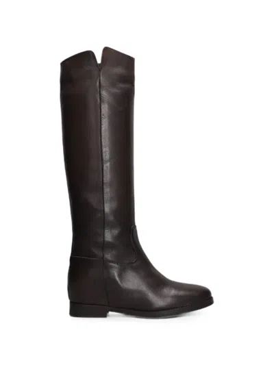 Julie Dee Round-toe Leather Boots In Brown