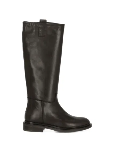 Julie Dee Round-toe Leather Boots In Brown