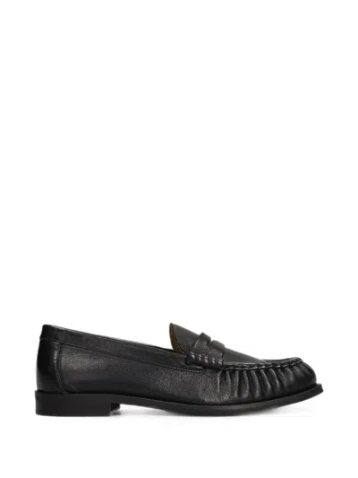 Julie Dee Ruched Penny Loafers In Black