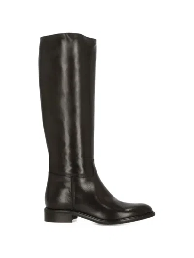 Julie Dee Side-zip Leather Boots In Black