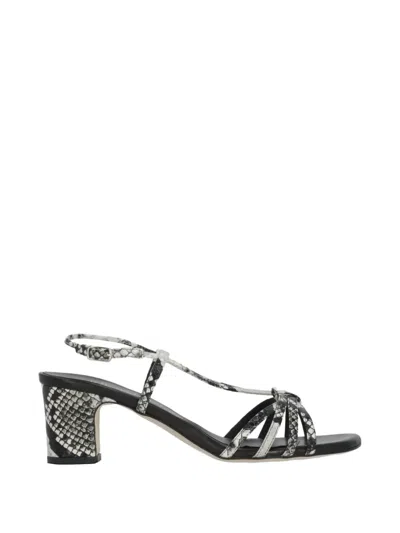 Julie Dee Snakeskin-effect Strappy Sandals In Black