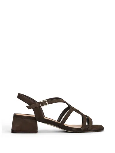 Julie Dee Strappy Block-heel Sandals In Brown