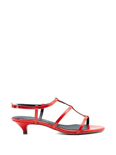 Julie Dee Strappy Kitten-heel Sandals In Red