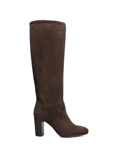 Julie Dee Suede Block-heel Boots In Multi