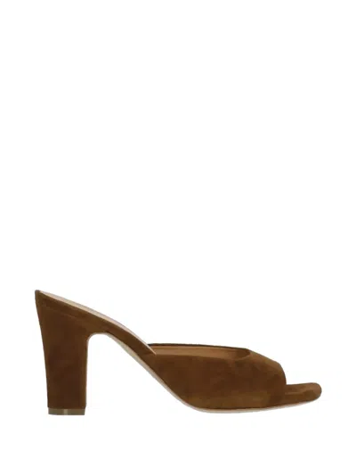 Julie Dee Suede Block-heel Sandals In Brown