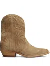 Julie Dee Texan Ankle Boots In Beige Suede In Neutrals