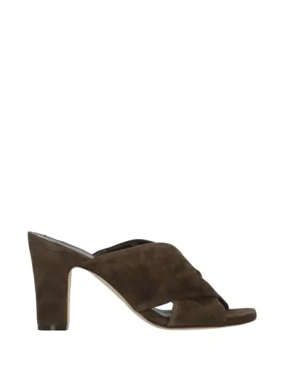 Julie Dee Suede Crossover Sandals In Black