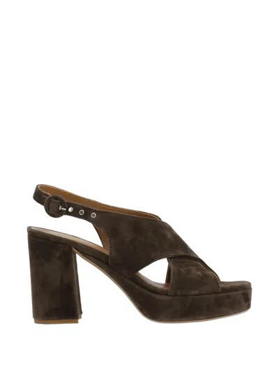 Julie Dee Suede Heeled Sandals In Brown