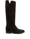 Julie Dee Suede Knee-high Boots In Brown