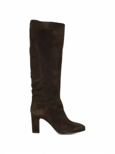 Julie Dee Suede Knee-high Boots In Brown