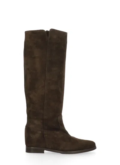 Julie Dee Suede Leather Boots In Brown