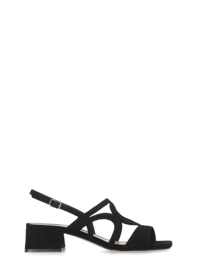Julie Dee Suede Leather Sandals In Black