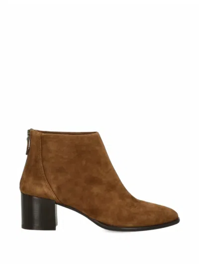 Julie Dee Suede Rear-zip Ankle Boots In Brown