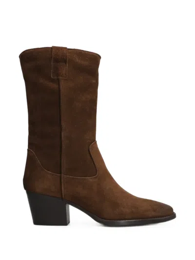 Julie Dee Suede Western-style Boots In Brown
