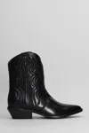 Julie Dee Texan Ankle Boots In Black Leather