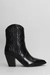 Julie Dee Texan Ankle Boots In Black Leather