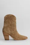 Julie Dee Texan Ankle Boots In Leather Color Suede