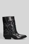 Julie Dee 40mm Eyelet Pointed-toe Boots In Black