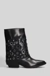 Julie Dee Texan Ankle Boots In Black Leather In Black