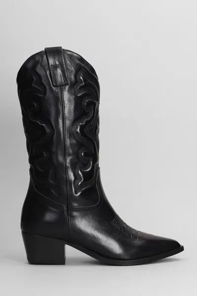 JULIE DEE TEXAN BOOTS IN BLACK LEATHER