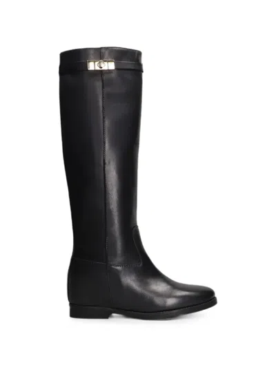 Julie Dee Turn-lock Knee-high Boots In Black