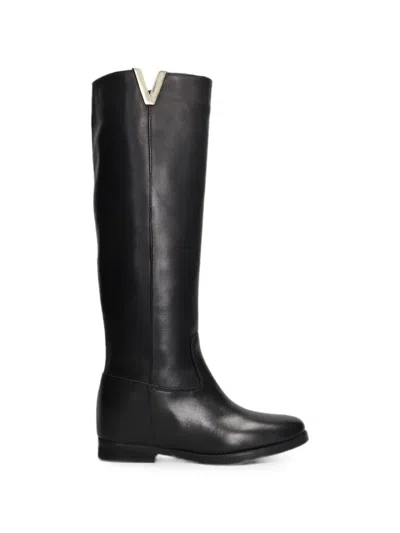 Julie Dee V-logo Knee-high Boots In Black