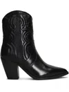 Julie Dee Texan Ankle Boots In Black Leather In Black