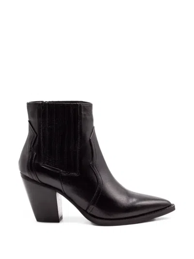 Julie Dee Western-style Leather Boots In Black