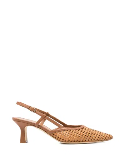 Julie Dee Woven Slingback Pumps In Brown