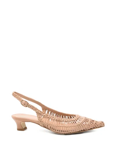 Julie Dee Woven Slingback Pumps In Neutral