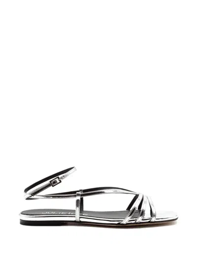 Julie Dee Woven-strap Metallic Sandals