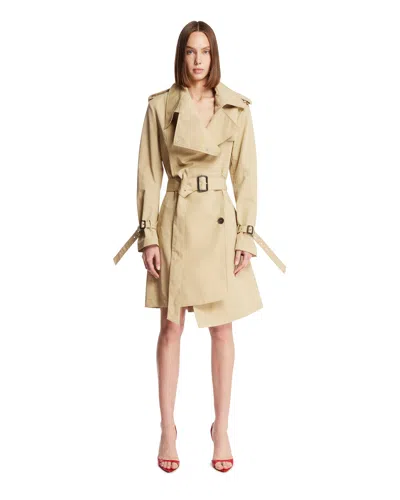 Julie Kegels Beige Belted Short Trench Coat In Yellow