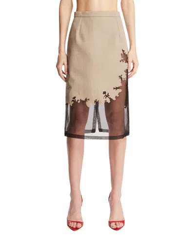 Julie Kegels Beige Wool And Silk Skirt In Brown
