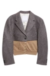 Julie Kegels Billy Mixed Media Crop Wool Blazer In Multi