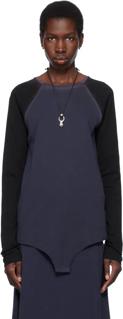 Julie Kegels Blue Longsleeve Bodysuit In Navy