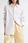 Julie Kegels Celeste Reversed Stripe Cotton Poplin Button-up Shirt In Lilla