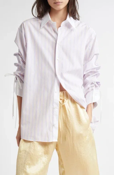 Julie Kegels Celeste Reversed Stripe Cotton Poplin Button-up Shirt In Lilla